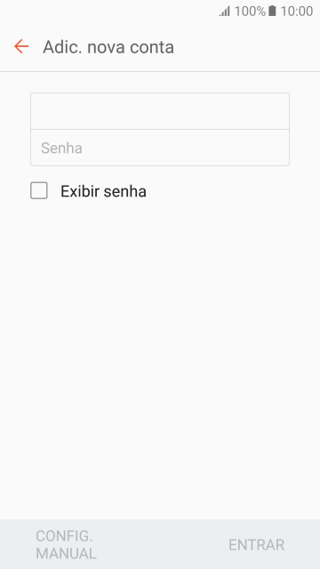 Pressione Senha e digite a senha da sua conta e-mail. Pressione Senha e digite a senha da sua conta e-mail.