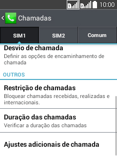 Pressione Ajustes adicionais de chamada. Pressione Ajustes adicionais de chamada.