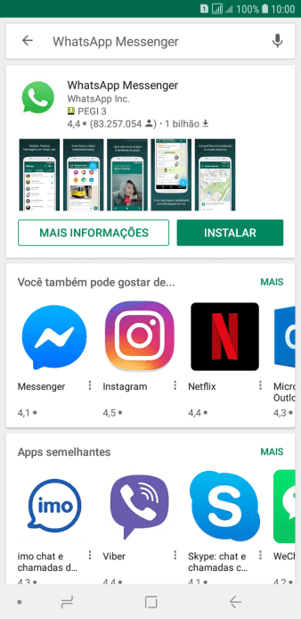 Pressione WhatsApp Messenger. Pressione WhatsApp Messenger.