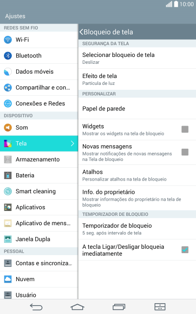 Pressione Selecionar bloqueio de tela. Pressione Selecionar bloqueio de tela.