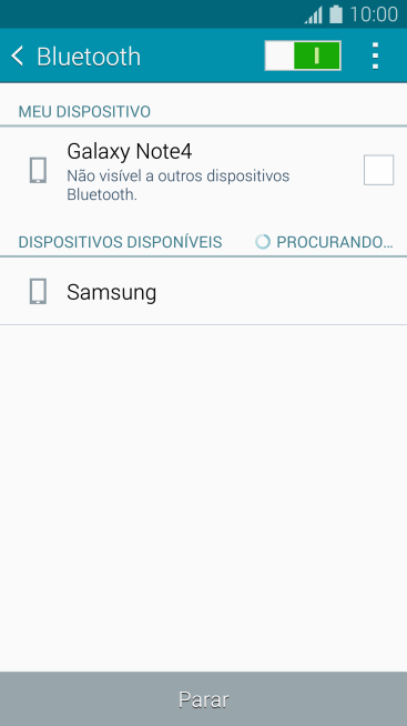 Pressione o dispositivo Bluetooth desejado, e siga as instruções da tela para conectar o dispositivo ao seu celular. Pressione o dispositivo Bluetooth desejado, e siga as instruções da tela para conectar o dispositivo ao seu celular.