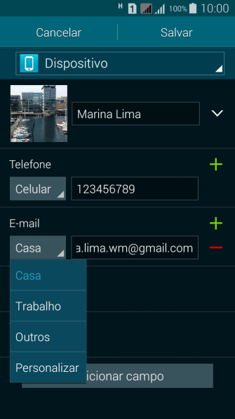 Pressione o tipo de e-mail desejado. Pressione o tipo de e-mail desejado.