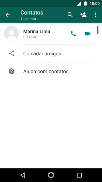 Pressione o ícone de busca, e digite as primeiras letras do nome do contato. Pressione o ícone de busca, e digite as primeiras letras do nome do contato.