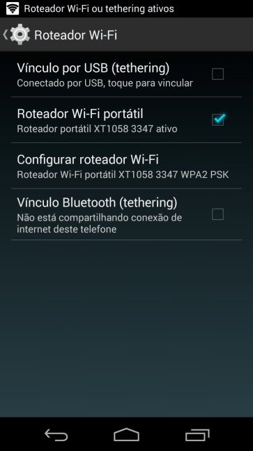 Pressione Roteador Wi-Fi portátil para ativar a função. Pressione Roteador Wi-Fi portátil para ativar a função.