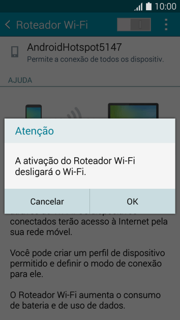 Se o Wi-Fi estiver ativado você deve pressionar OK. Se o Wi-Fi estiver ativado você deve pressionar OK.