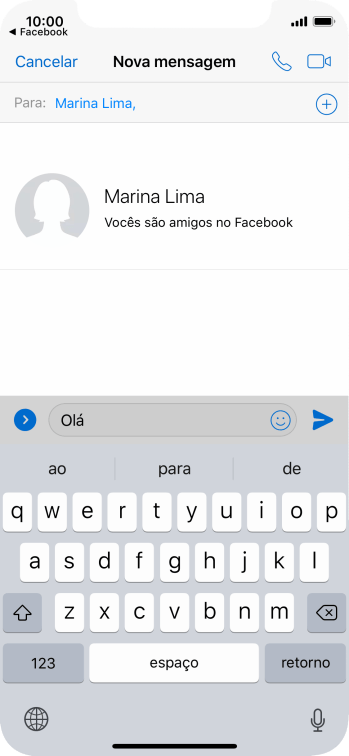 Escreva a mensagem desejada, e pressione o ícone de enviar. Escreva a mensagem desejada, e pressione o ícone de enviar.