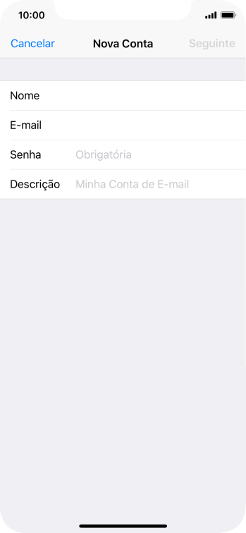 Pressione Senha e digite a senha da sua conta e-mail. Pressione Senha e digite a senha da sua conta e-mail.