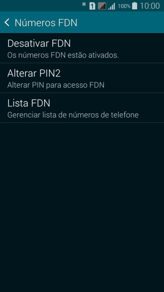 Pressione Desativar FDN para desativar a os números de discagem fixa. Pressione Desativar FDN para desativar a os números de discagem fixa.