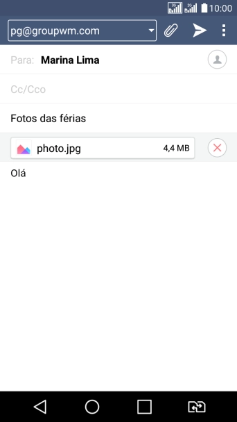 Pressione o ícone de enviar, quando você terminar de escrever seu e-mail. Pressione o ícone de enviar, quando você terminar de escrever seu e-mail.