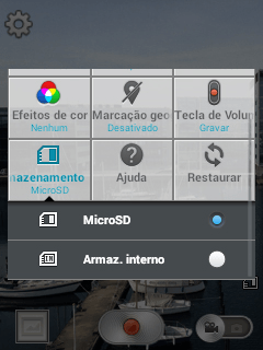 Pressione MicroSD para salvar os vídeos no cartão de memória. Pressione MicroSD para salvar os vídeos no cartão de memória.