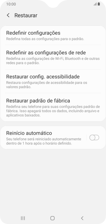 Pressione Restaurar padrão de fábrica. Pressione Restaurar padrão de fábrica.