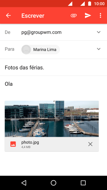 Pressione o ícone de enviar, quando você terminar de escrever seu e-mail. Pressione o ícone de enviar, quando você terminar de escrever seu e-mail.