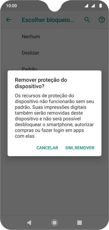 Pressione SIM, REMOVER. Pressione SIM, REMOVER.