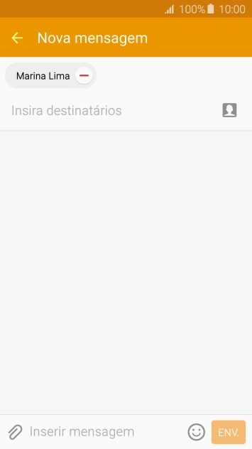 Pressioneo campo de escrever, e digite o texto da sua MMS. Pressioneo campo de escrever, e digite o texto da sua MMS.