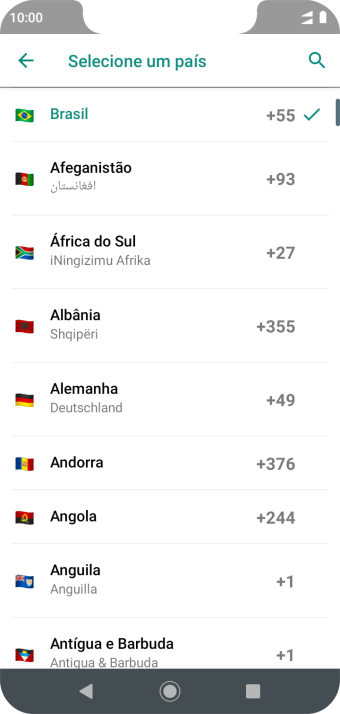 Pressione o país desejado. Pressione o país desejado.