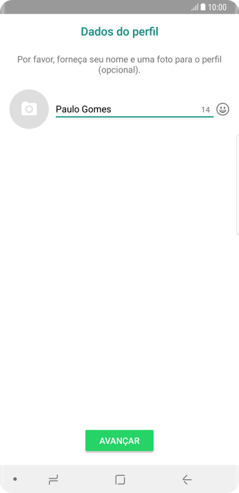 Digite o nome do usuário, e pressione AVANÇAR. Digite o nome do usuário, e pressione AVANÇAR.