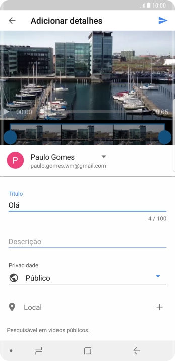 Escreva o texto desejado, e pressione o ícone de upload. Escreva o texto desejado, e pressione o ícone de upload.