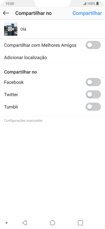 Digite o texto, e pressione Compartilhar. Digite o texto, e pressione Compartilhar.
