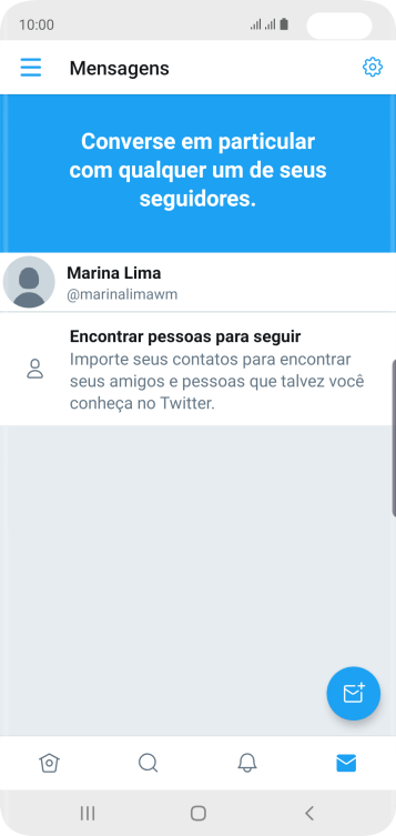 Pressione o ícone de nova mensagem. Pressione o ícone de nova mensagem.