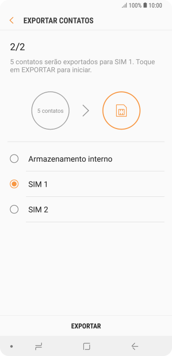 Pressione EXPORTAR. Pressione EXPORTAR.