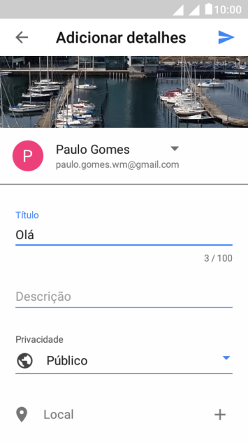 Escreva o texto desejado, e pressione o ícone de upload. Escreva o texto desejado, e pressione o ícone de upload.