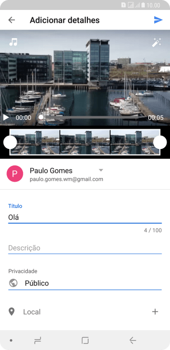 Escreva o texto desejado, e pressione o ícone de upload. Escreva o texto desejado, e pressione o ícone de upload.