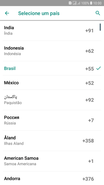 Pressione o país desejado. Pressione o país desejado.