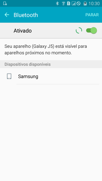 Pressione o dispositivo Bluetooth desejado, e siga as instruções da tela para conectar o dispositivo ao seu celular. Pressione o dispositivo Bluetooth desejado, e siga as instruções da tela para conectar o dispositivo ao seu celular.