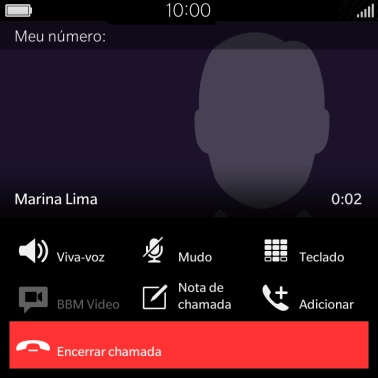 Pressione Encerrar chamada. Pressione Encerrar chamada.