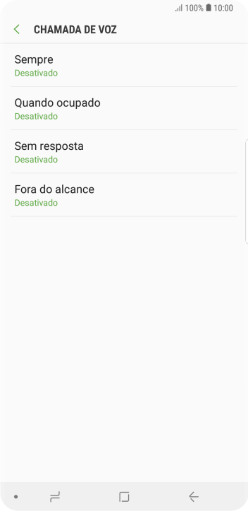 Pressione o tipo de encaminhamento desejado. Pressione o tipo de encaminhamento desejado.