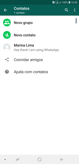 Pressione o ícone de busca, e digite as primeiras letras do nome do contato. Pressione o ícone de busca, e digite as primeiras letras do nome do contato.