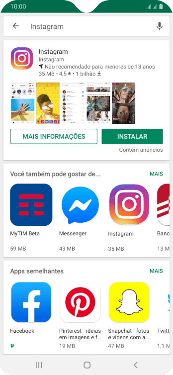 Pressione Instagram. Pressione Instagram.