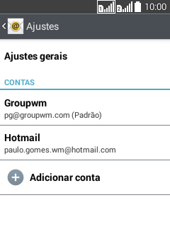 Pressione Adicionar conta. Pressione Adicionar conta.
