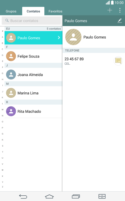 Pressione o ícone de novo contato. Pressione o ícone de novo contato.