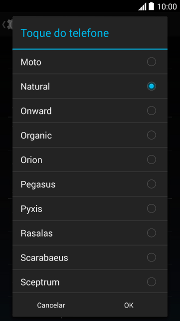 Quando você encontrar um toque que goste, deve pressionar OK. Quando você encontrar um toque que goste, deve pressionar OK.