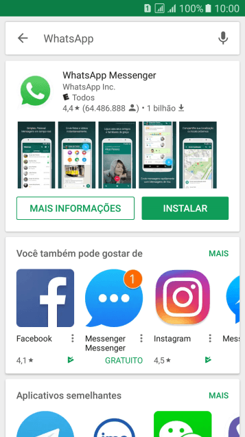 Pressione WhatsApp Messenger. Pressione WhatsApp Messenger.