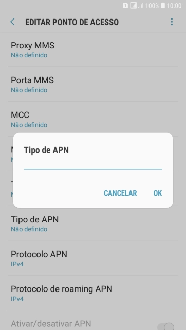 Digite default e pressione OK. Digite default e pressione OK.