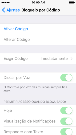 Pressione Ativar Código, e digite um código de bloqueio de sua escolha duas vezes seguidas. Pressione Ativar Código, e digite um código de bloqueio de sua escolha duas vezes seguidas.