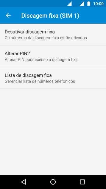 Pressione Desativar discagem fixa para desativar os números de discagem fixa. Pressione Desativar discagem fixa para desativar os números de discagem fixa.