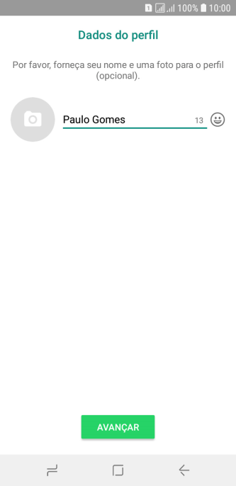 Digite o nome do usuário, e pressione AVANÇAR. Digite o nome do usuário, e pressione AVANÇAR.