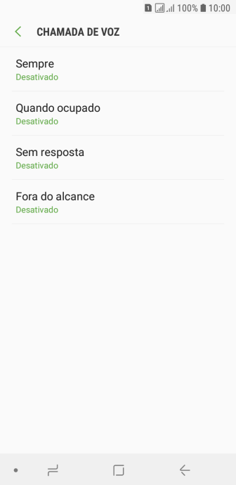 Pressione o tipo de encaminhamento desejado. Pressione o tipo de encaminhamento desejado.