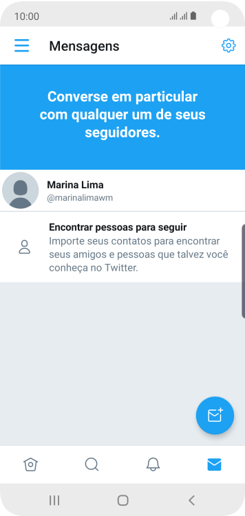 Pressione o ícone de nova mensagem. Pressione o ícone de nova mensagem.