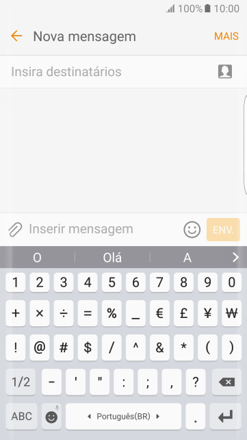 Pressione os números ou caracteres desejados. Pressione os números ou caracteres desejados.