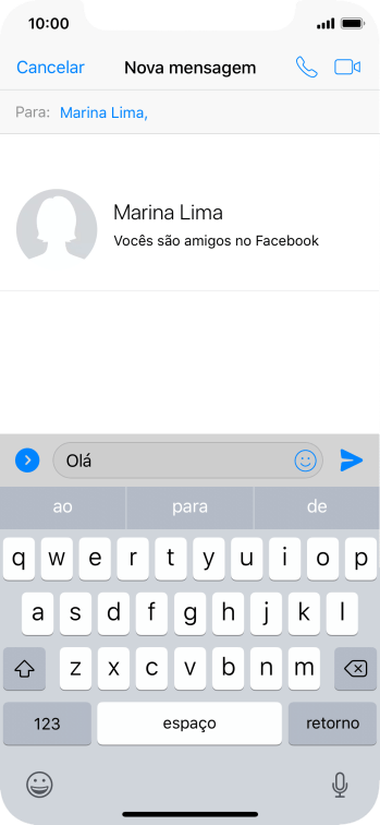 Escreva a mensagem desejada, e pressione o ícone de enviar. Escreva a mensagem desejada, e pressione o ícone de enviar.