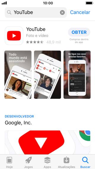 Pressione YouTube. Pressione YouTube.