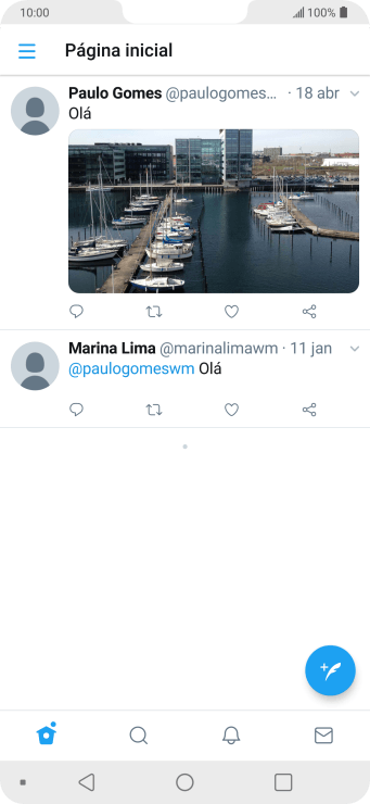 Pressione o ícone de novo tweet. Pressione o ícone de novo tweet.