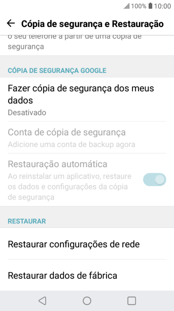 Pressione Restaurar dados de fábrica. Pressione Restaurar dados de fábrica.