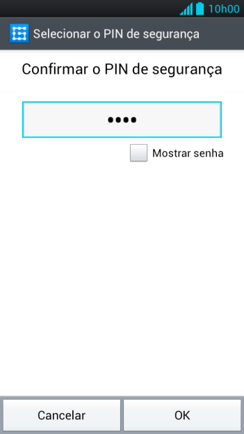 Digite o código PIN novamente e pressione OK. Digite o código PIN novamente e pressione OK.