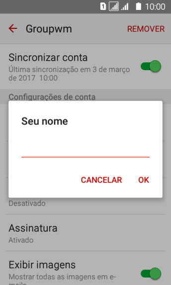 Digite o nome do remetente, e pressione OK. Digite o nome do remetente, e pressione OK.