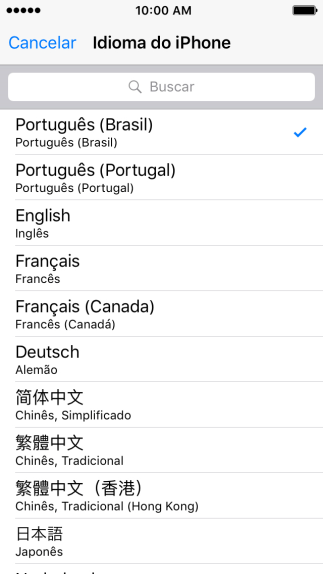 Pressione o idioma desejado. Pressione o idioma desejado.